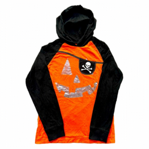 Gymboree Halloween 🎃 Pirate Pumpkin Long Sleeved Cotton Hooded Shirt, Preloved